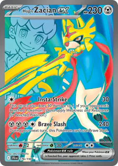 Hop's Zacian ex card (Journey Together 176) with Hop in the artwork