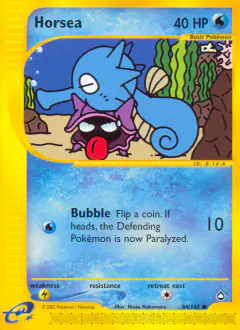 Horsea card (Aquapolis 84) with Shellder in the artwork