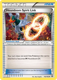 Houndoom Spirit Link card (BREAKthrough 142) with Mega Houndoom in the artwork