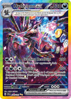 Hydreigon ex card (Surging Sparks 240) with Terapagos in the artwork