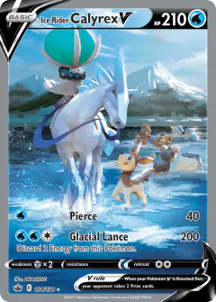 Ice Rider Calyrex V card (Chilling Reign 164) with Deerling in the artwork