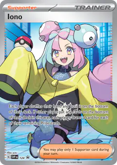 Iono card (Scarlet & Violet Black Star Promos 124) with Magnemite in the artwork