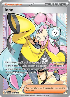 Iono card (Paldea Evolved 254) with Magnemite in the artwork