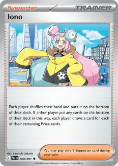 Iono card (Paldean Fates 80) with Magnemite in the artwork