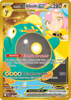 Iono's Bellibolt ex card (Journey Together 188) with Iono in the artwork