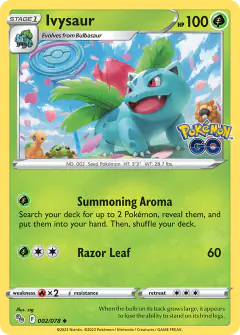 Ivysaur card (Pokémon GO 2) with Numel in the artwork