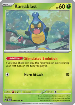 Karrablast card (Black Bolt 9) with Shelmet in the artwork