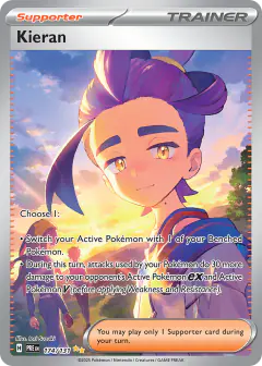 Kieran card (Prismatic Evolutions 174) with Carmine in the artwork
