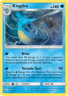 Kingdra card (Burning Shadows 31) with Azumarill in the artwork