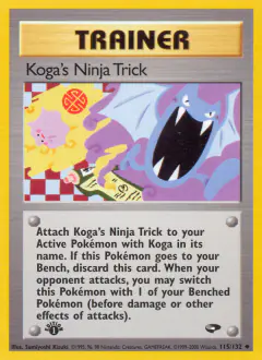 Koga's Ninja Trick card (Gym Challenge 115) with Golbat in the artwork