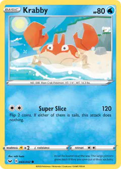 Krabby card (Sword & Shield Base 43) with Wingull in the artwork