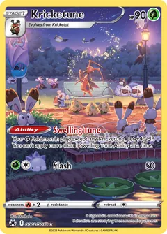 Kricketune card (Crown Zenith Galarian Gallery GG02) with Shroomish in the artwork