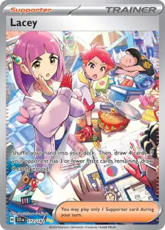 Lacey card (Stellar Crown 172) with Machop in the artwork
