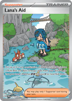 Lana's Aid card (Twilight Masquerade 219) with Corphish in the artwork