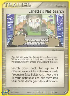 Lanette's Net Search card (Sandstorm 87) with Treecko in the artwork