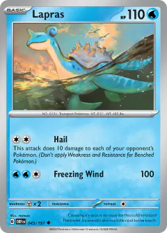 Lapras card (Obsidian Flames 45) with Wingull in the artwork