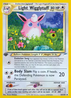 Light Wigglytuff card (Neo Destiny 54) with Caterpie in the artwork
