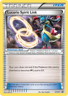 Lucario Spirit Link card (XY Black Star Promos 211) with Mega Lucario in the artwork