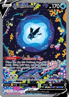 Lumineon V card (Crown Zenith Galarian Gallery GG39) with Chinchou in the artwork