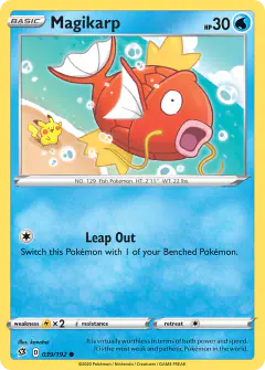 Magikarp card (Rebel Clash 39) with Pikachu in the artwork