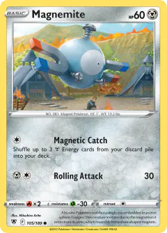 Magnemite card (Astral Radiance 105) with Diamond Clan Member in the artwork