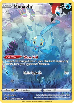 Manaphy card (Crown Zenith Galarian Gallery GG06) with Wimpod in the artwork
