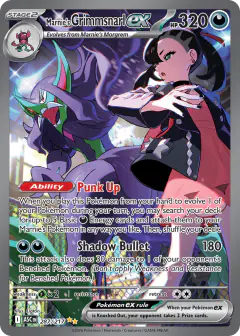 Marnie's Grimmsnarl ex card (Ascended Heroes 287) with Marnie in the artwork