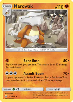 Marowak card (Unbroken Bonds 91) with Team Rocket Grunt in the artwork