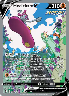 Medicham V card (Evolving Skies 186) with Plusle in the artwork
