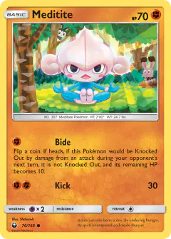 Meditite card (Celestial Storm 76) with Emolga in the artwork