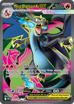 Mega Charizard X ex card (Phantasmal Flames 109) with Charizard in the artwork