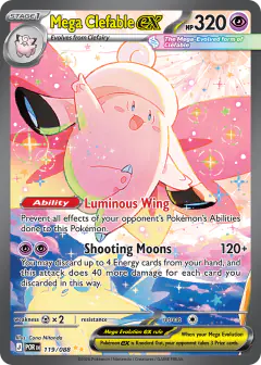 Mega Clefable ex card (Perfect Order 119) with Clefable in the artwork