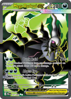 Mega Darkrai ex card (Pitch Black 101) with Darkrai in the artwork