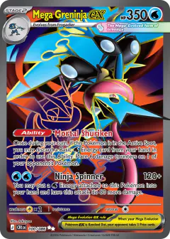 Mega Greninja ex card (Chaos Rising 100) with Greninja in the artwork