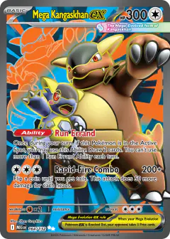 Mega Kangaskhan ex card (Mega Evolution Base 164) with Kangaskhan in the artwork