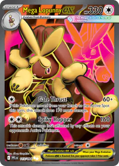 Mega Lopunny ex card (Phantasmal Flames 115) with Lopunny in the artwork