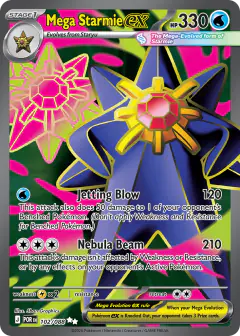 Mega Starmie ex card (Perfect Order 102) with Starmie in the artwork