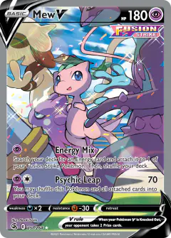 Mew V card (Fusion Strike 251) with Smeargle in the artwork