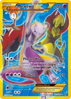 Mewtwo-EX card (BREAKthrough 163) with Haxorus in the artwork