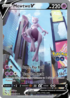 Mewtwo V card (Pokémon GO 72) with Snorlax in the artwork
