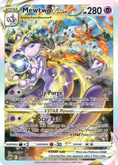 Mewtwo VSTAR card (Crown Zenith Galarian Gallery GG44) with Geodude in the artwork
