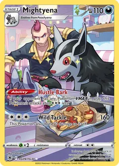 Mightyena card (Astral Radiance Trainer Gallery TG09) with Sidney in the artwork