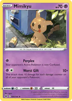 Mimikyu card (Lost Origin 80) with Pikachu in the artwork