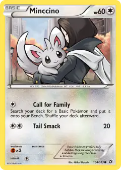 Minccino card (Legendary Treasures 104) with Veteran in the artwork