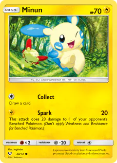 Minun card (Shining Legends 34) with Plusle in the artwork