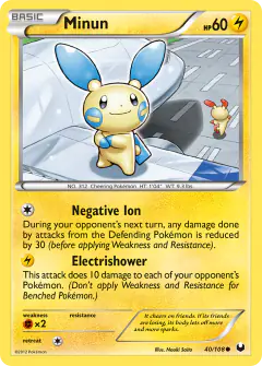 Minun card (Dark Explorers 40) with Plusle in the artwork