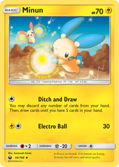 Minun card (Celestial Storm 54) with Plusle in the artwork