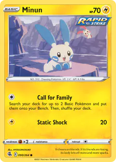 Minun card (Fusion Strike 90) with Plusle in the artwork