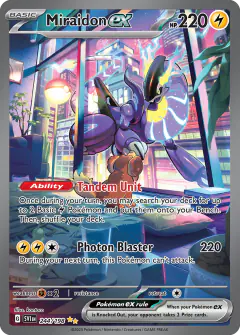 Miraidon ex card (Scarlet & Violet Base 244) with Dachsbun in the artwork