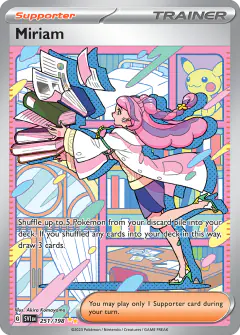 Miriam card (Scarlet & Violet Base 251) with Pikachu in the artwork
